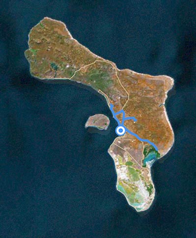 Voorbeeldroute voor de binnenlandse route van een Bonaire vogelexcursie.